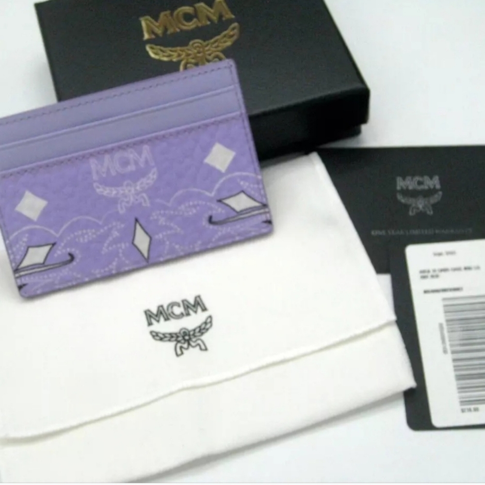 MCM Aren Visetos Coated Canvas Lavender Card Case